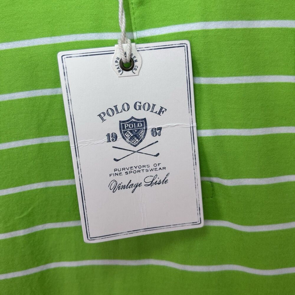 Polo Golf Ralph Lauren Vintage Lisle Green White Stripes Men’s Medium NWT - Picture 4 of 12